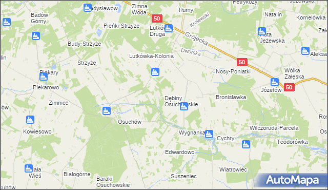 mapa Dębiny Osuchowskie, Dębiny Osuchowskie na mapie Targeo