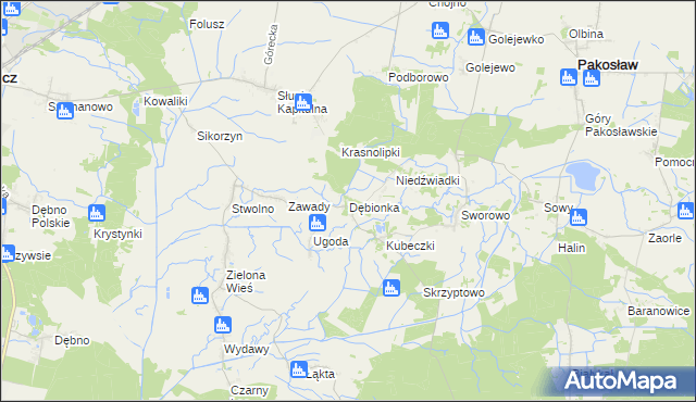 mapa Dębionka gmina Pakosław, Dębionka gmina Pakosław na mapie Targeo