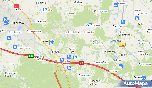 mapa Dębniak gmina Zgierz, Dębniak gmina Zgierz na mapie Targeo