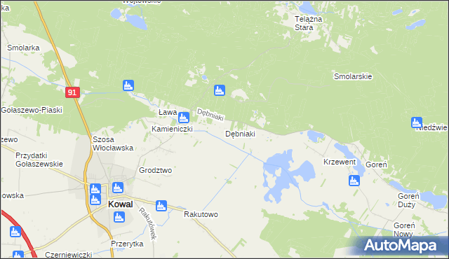 mapa Dębniaki gmina Kowal, Dębniaki gmina Kowal na mapie Targeo