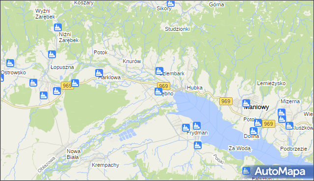 mapa Dębno gmina Nowy Targ, Dębno gmina Nowy Targ na mapie Targeo