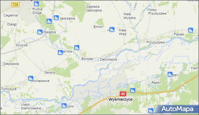 mapa Dębnowola gmina Mogielnica, Dębnowola gmina Mogielnica na mapie Targeo