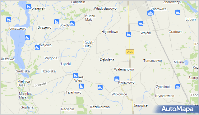 mapa Dębołęka gmina Piotrków Kujawski, Dębołęka gmina Piotrków Kujawski na mapie Targeo