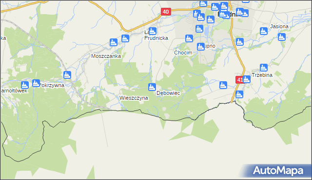 mapa Dębowiec gmina Prudnik, Dębowiec gmina Prudnik na mapie Targeo
