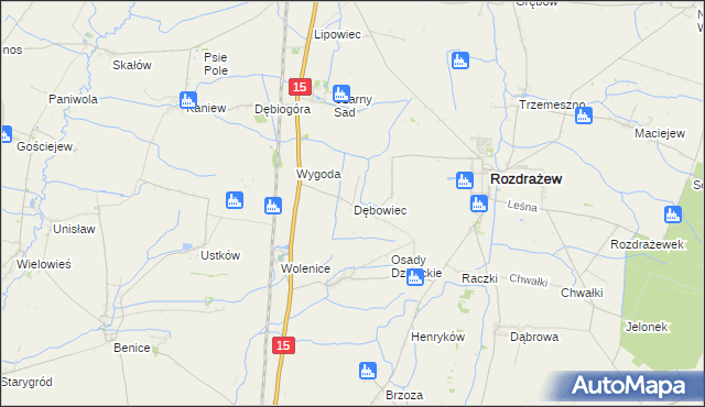 mapa Dębowiec gmina Rozdrażew, Dębowiec gmina Rozdrażew na mapie Targeo