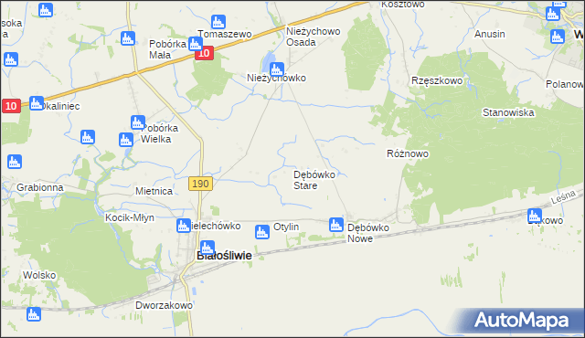 mapa Dębówko Stare, Dębówko Stare na mapie Targeo