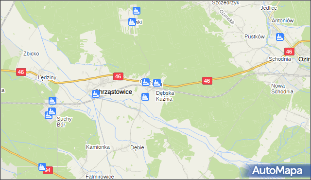 mapa Dębska Kuźnia, Dębska Kuźnia na mapie Targeo