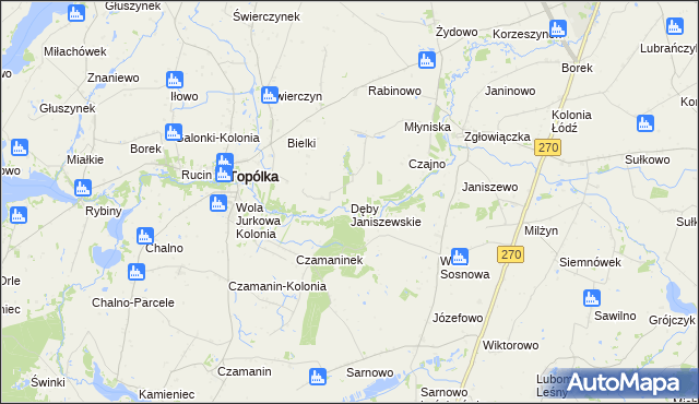 mapa Dęby Janiszewskie, Dęby Janiszewskie na mapie Targeo