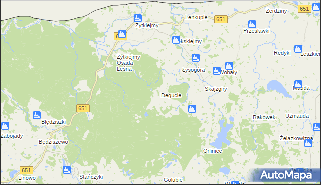 mapa Degucie gmina Dubeninki, Degucie gmina Dubeninki na mapie Targeo