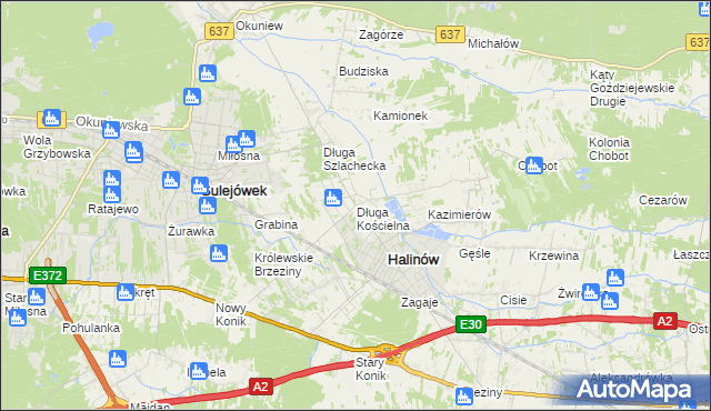 mapa Długa Kościelna, Długa Kościelna na mapie Targeo