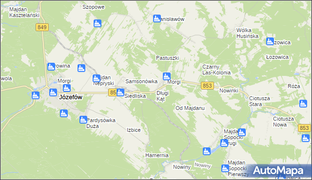 mapa Długi Kąt gmina Józefów, Długi Kąt gmina Józefów na mapie Targeo