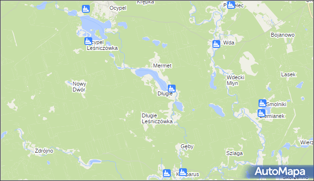 mapa Długie gmina Osieczna, Długie gmina Osieczna na mapie Targeo