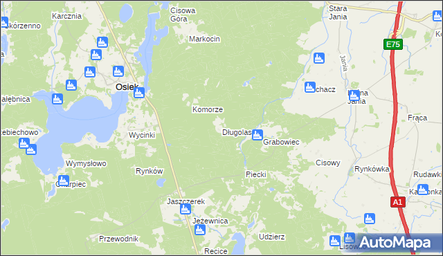 mapa Długolas, Długolas na mapie Targeo