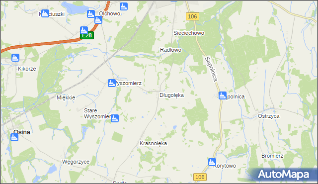 mapa Długołęka gmina Nowogard, Długołęka gmina Nowogard na mapie Targeo