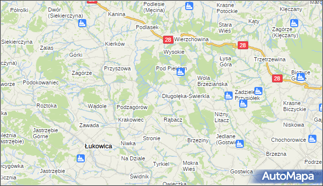 mapa Długołęka-Świerkla, Długołęka-Świerkla na mapie Targeo