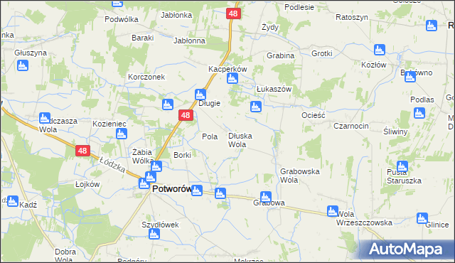 mapa Dłuska Wola, Dłuska Wola na mapie Targeo