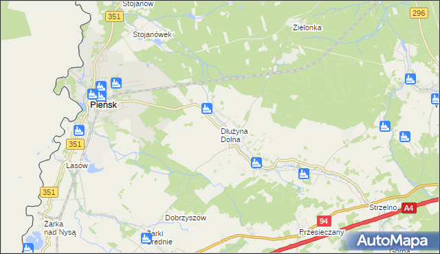 mapa Dłużyna Dolna, Dłużyna Dolna na mapie Targeo