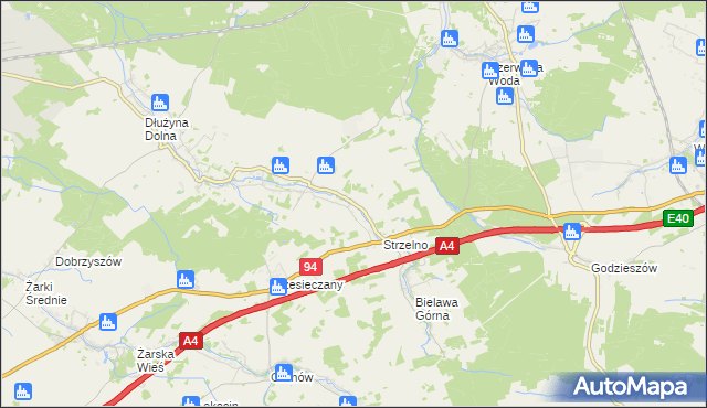 mapa Dłużyna Górna, Dłużyna Górna na mapie Targeo