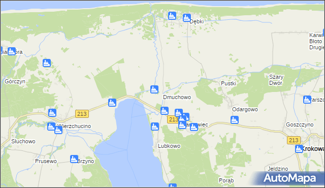 mapa Dmuchowo gmina Krokowa, Dmuchowo gmina Krokowa na mapie Targeo