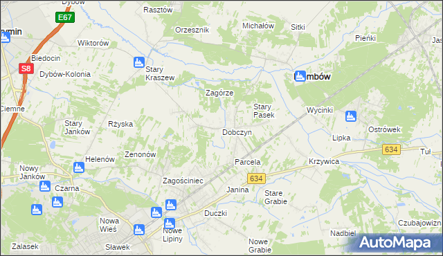 mapa Dobczyn gmina Klembów, Dobczyn gmina Klembów na mapie Targeo
