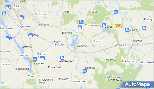 mapa Dobczyn gmina Śrem, Dobczyn gmina Śrem na mapie Targeo