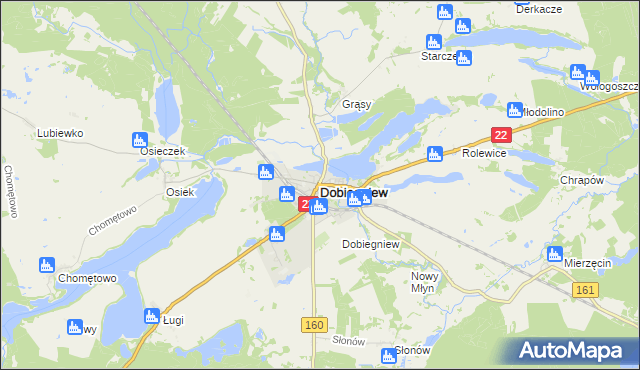 mapa Dobiegniew powiat strzelecko-drezdenecki, Dobiegniew powiat strzelecko-drezdenecki na mapie Targeo