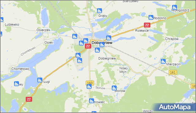 mapa Dobiegniew powiat strzelecko-drezdenecki, Dobiegniew powiat strzelecko-drezdenecki na mapie Targeo