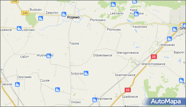 mapa Dobiesławice gmina Rojewo, Dobiesławice gmina Rojewo na mapie Targeo