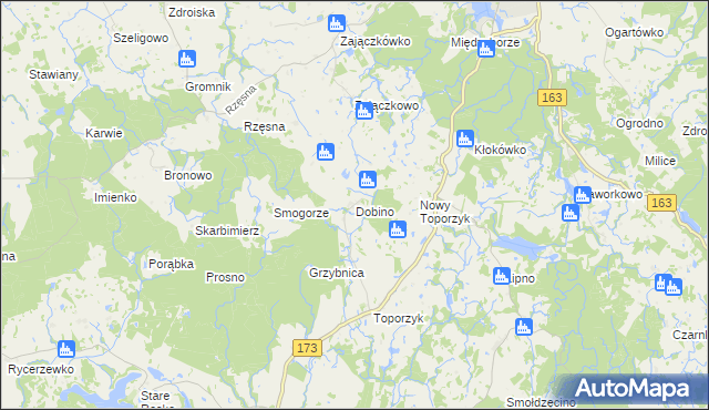 mapa Dobino gmina Połczyn-Zdrój, Dobino gmina Połczyn-Zdrój na mapie Targeo