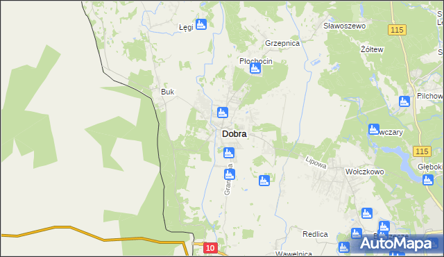 mapa Dobra gmina Dobra (Szczecińska), Dobra gmina Dobra (Szczecińska) na mapie Targeo