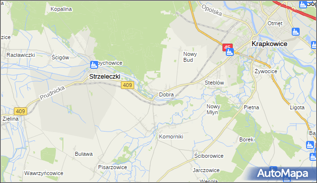 mapa Dobra gmina Strzeleczki, Dobra gmina Strzeleczki na mapie Targeo