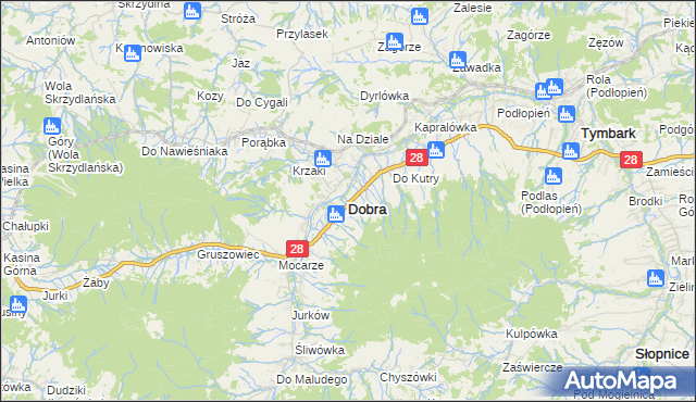 mapa Dobra powiat limanowski, Dobra powiat limanowski na mapie Targeo