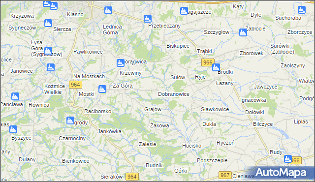 mapa Dobranowice gmina Wieliczka, Dobranowice gmina Wieliczka na mapie Targeo