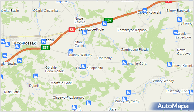 mapa Dobrochy gmina Rutki, Dobrochy gmina Rutki na mapie Targeo