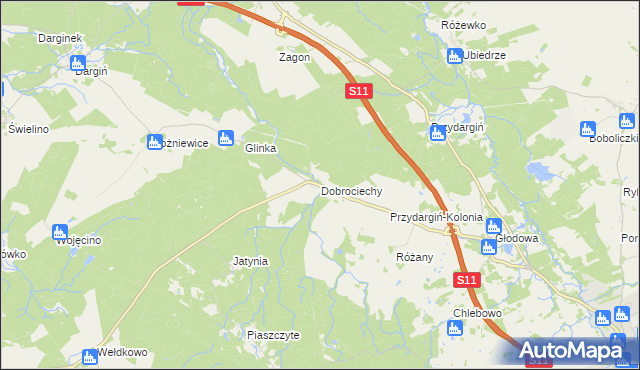 mapa Dobrociechy, Dobrociechy na mapie Targeo