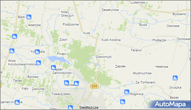 mapa Dobromyśl gmina Siedliszcze, Dobromyśl gmina Siedliszcze na mapie Targeo