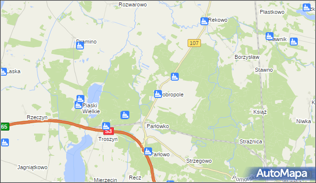 mapa Dobropole gmina Wolin, Dobropole gmina Wolin na mapie Targeo