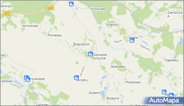 mapa Dobropole Pyrzyckie, Dobropole Pyrzyckie na mapie Targeo