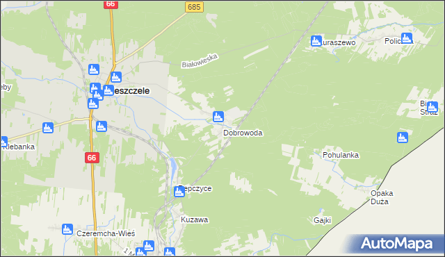 mapa Dobrowoda gmina Kleszczele, Dobrowoda gmina Kleszczele na mapie Targeo