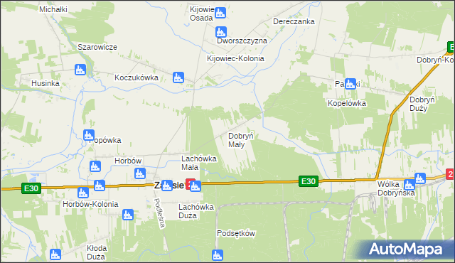 mapa Dobryń Mały, Dobryń Mały na mapie Targeo