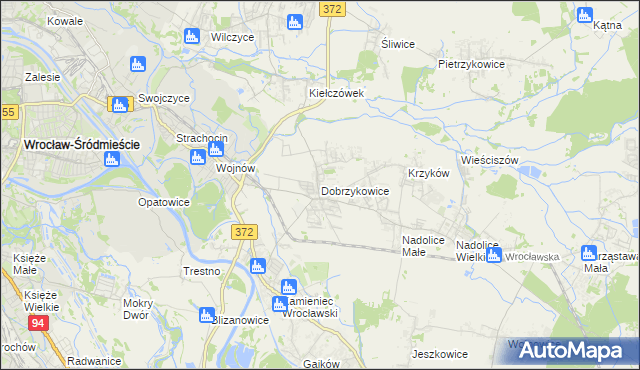 mapa Dobrzykowice, Dobrzykowice na mapie Targeo