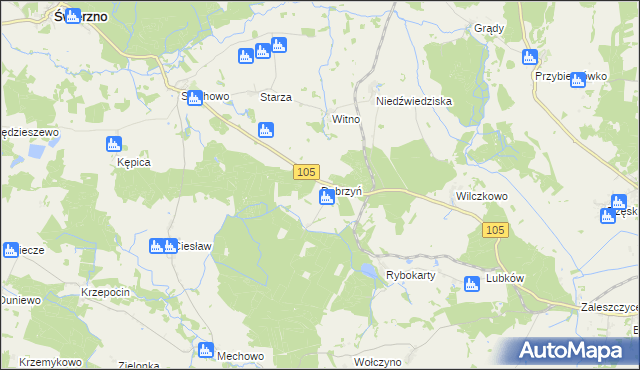 mapa Dobrzyń gmina Gryfice, Dobrzyń gmina Gryfice na mapie Targeo