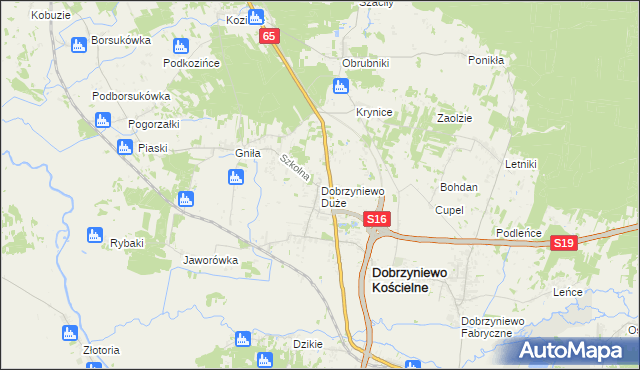 mapa Dobrzyniewo Duże, Dobrzyniewo Duże na mapie Targeo