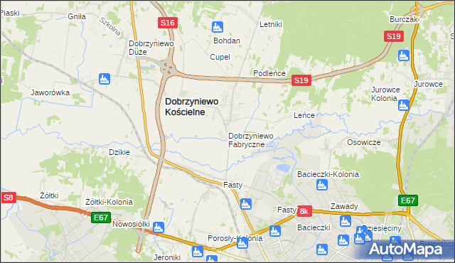 mapa Dobrzyniewo Fabryczne, Dobrzyniewo Fabryczne na mapie Targeo