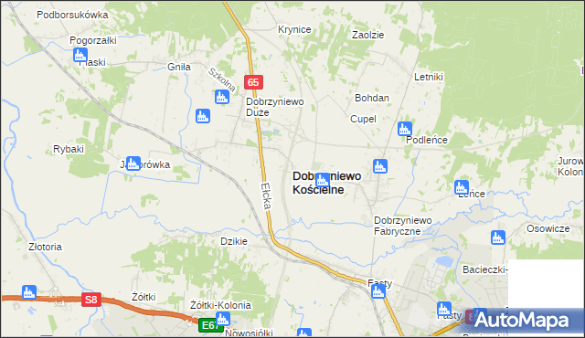 mapa Dobrzyniewo Kościelne, Dobrzyniewo Kościelne na mapie Targeo