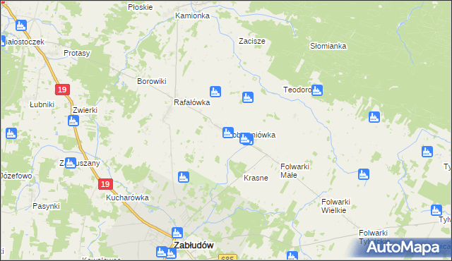 mapa Dobrzyniówka gmina Zabłudów, Dobrzyniówka gmina Zabłudów na mapie Targeo