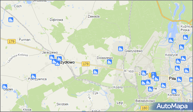 mapa Dolaszewo, Dolaszewo na mapie Targeo