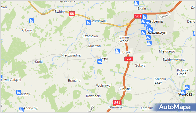 mapa Dołęgi, Dołęgi na mapie Targeo