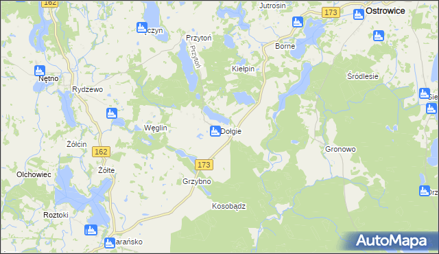 mapa Dołgie gmina Ostrowice, Dołgie gmina Ostrowice na mapie Targeo
