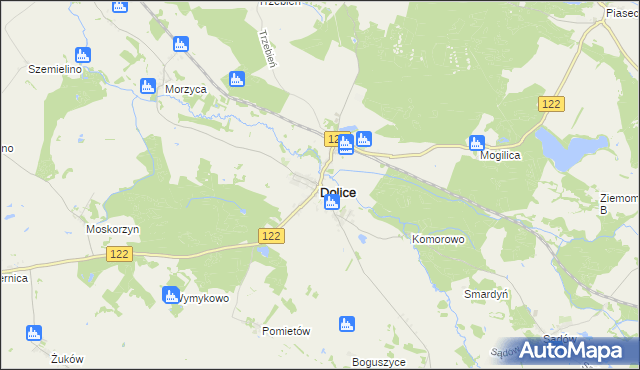 mapa Dolice powiat stargardzki, Dolice powiat stargardzki na mapie Targeo